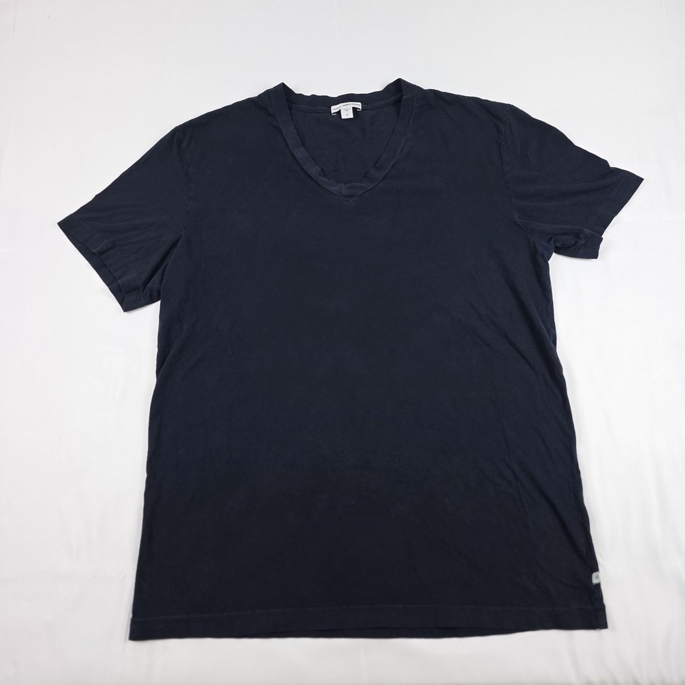 James Perse Shirt Mens Medium Navy Blue V Neck Lightweight Cotton Tee Made USA
